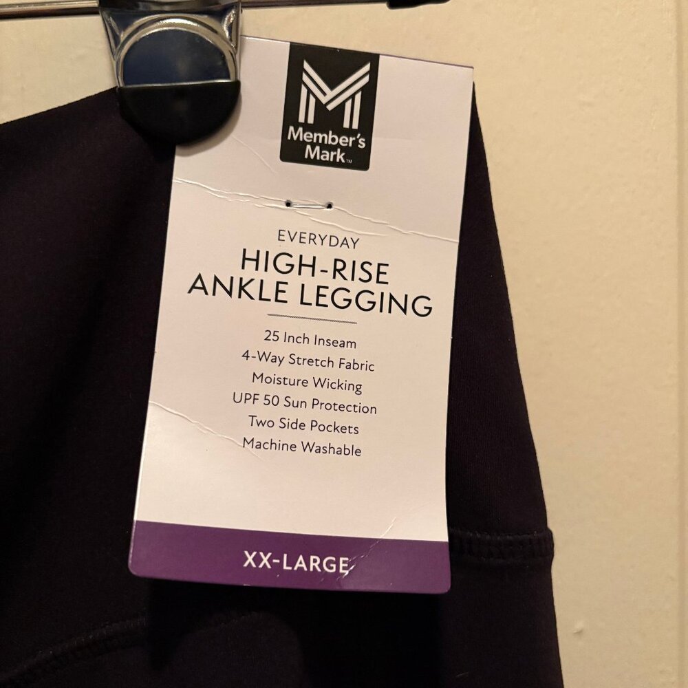 Member's Mark High Rise Ankle Legging XXL-New with tags -Black